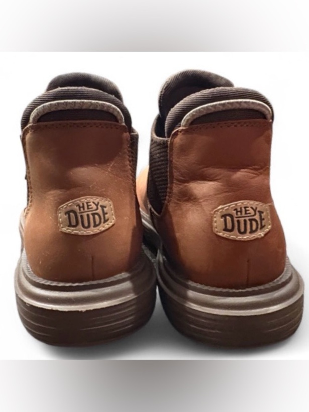 Women's Size 8 Hey Dude Brown Leather Ankle Slip-On Boots